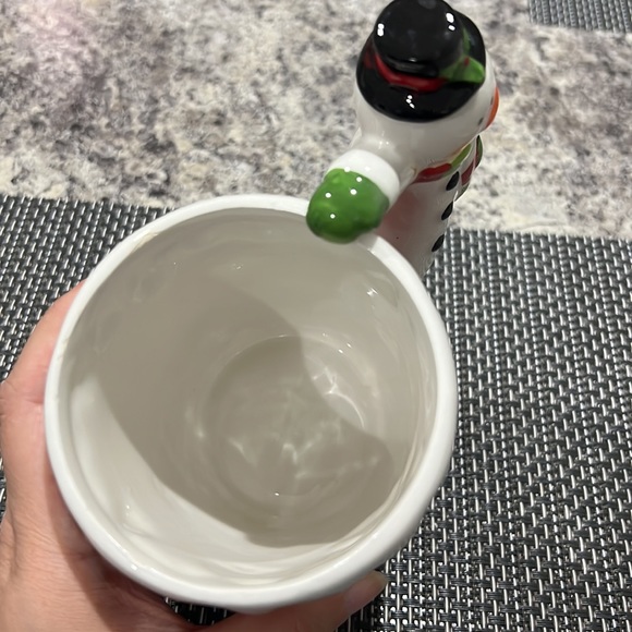 Retro Festive Christmas Snowman Snowflakes Sculpted Ceramic Large Holiday Mug - Picture 7 of 8